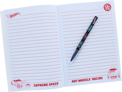 Hot Wheels Super Stationery Set | School Supplies for Boys | A5 Exercise Book, Hot Wheels Ruler, Pen, Pencil, Eraser, Sharpener & Stickers | Back to School Stationery