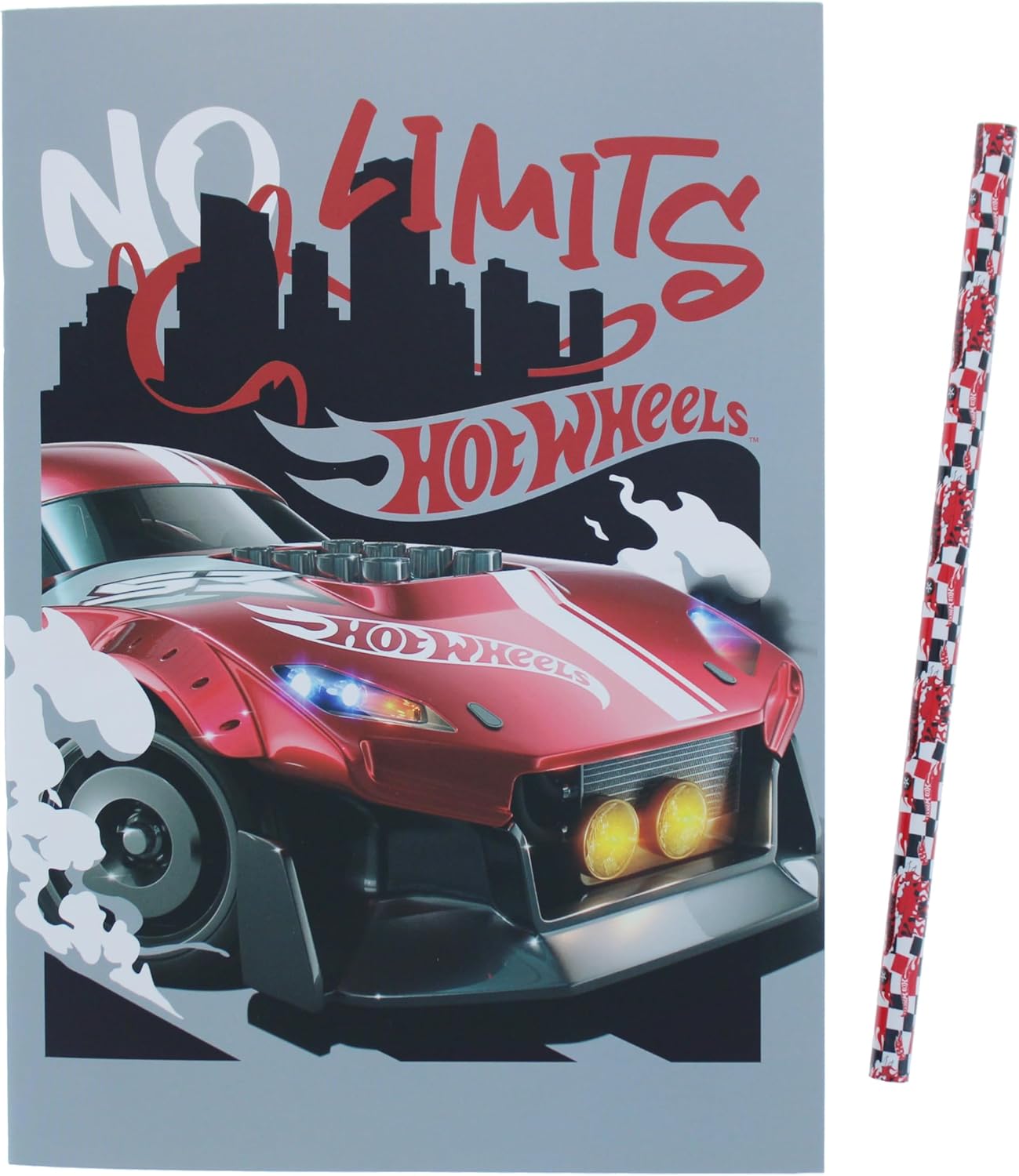Hot Wheels Super Stationery Set | School Supplies for Boys | A5 Exercise Book, Hot Wheels Ruler, Pen, Pencil, Eraser, Sharpener & Stickers | Back to School Stationery