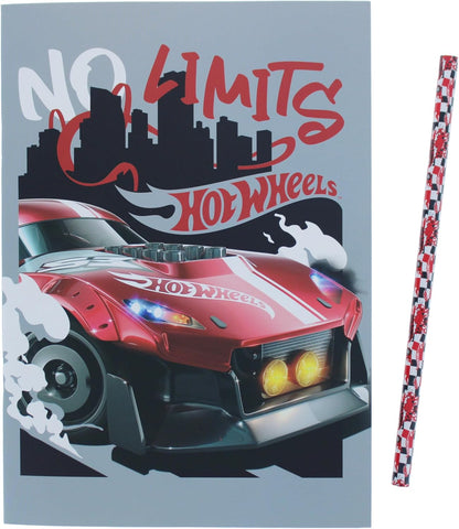 Hot Wheels Super Stationery Set | School Supplies for Boys | A5 Exercise Book, Hot Wheels Ruler, Pen, Pencil, Eraser, Sharpener & Stickers | Back to School Stationery