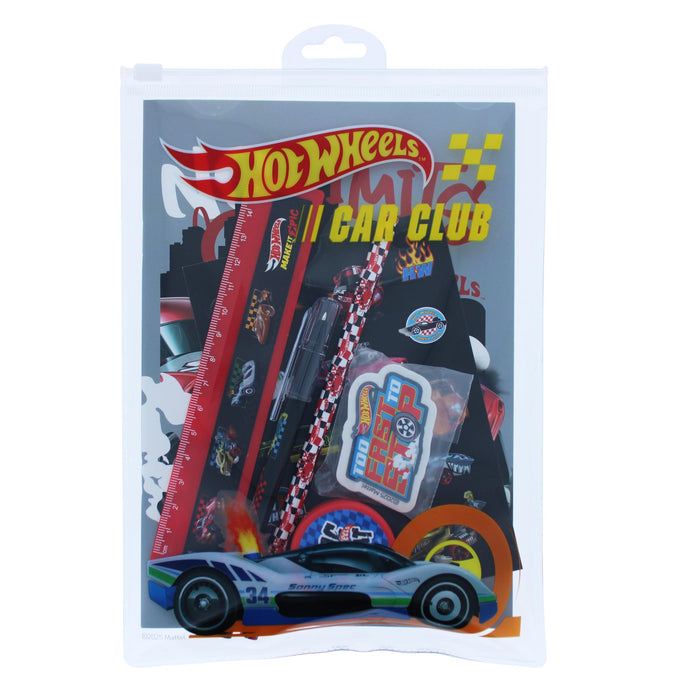 Hot Wheels Super Stationery Set | School Supplies for Boys | A5 Exercise Book, Hot Wheels Ruler, Pen, Pencil, Eraser, Sharpener & Stickers | Back to School Stationery