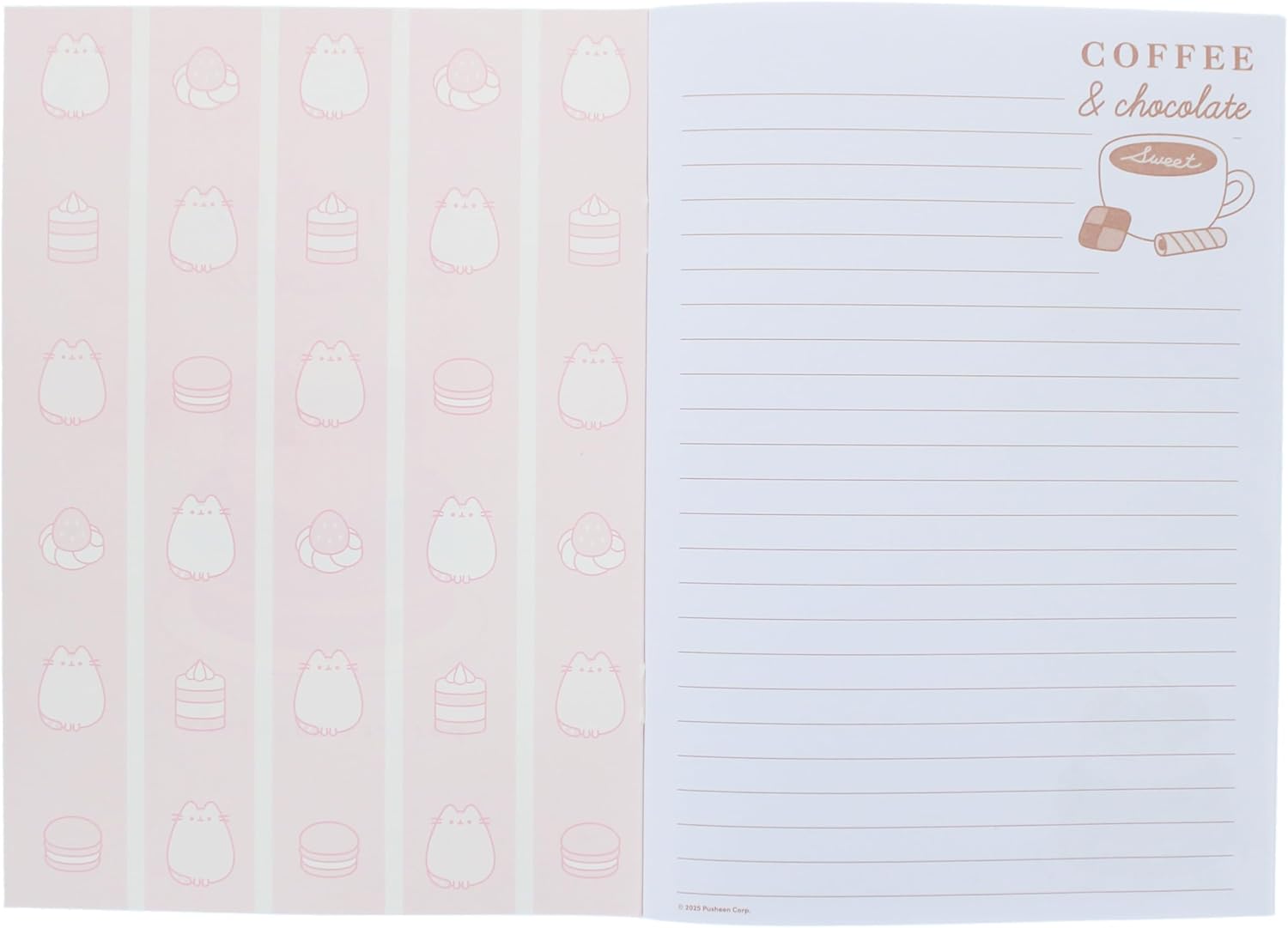 Blueprint Collections Pusheen - Set di cancelleria per dolci, formato A5, con penna, matita, evidenziatore, gomma, temperamatite e adesivi, in portafoglio con chiusura lampo