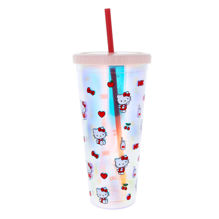 Blueprint Collections Hello Kitty Beaker & Straw | 600ml Capacity | Cute Drinking Cup for Kids | Hello Kitty Gifts & School Supplies