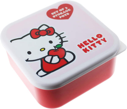 Blueprint Collections Hello Kitty - Macetas de almacenamiento para niños | Juego de 3 recipientes apilables | Papelería y regalos de Hello Kitty