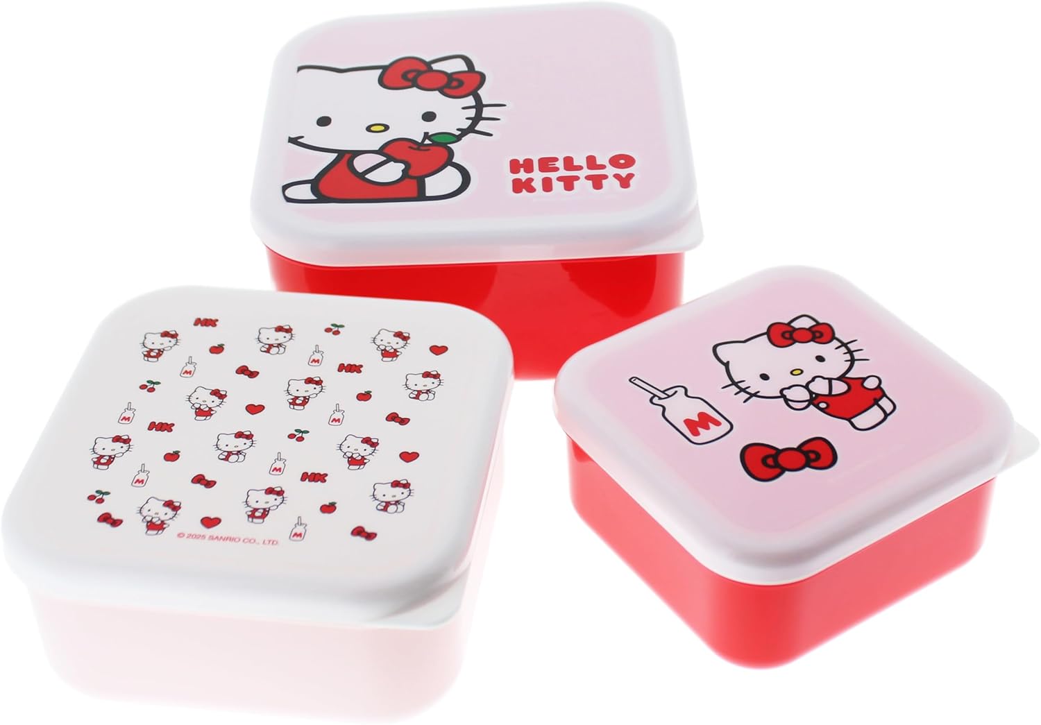 Blueprint Collections Hello Kitty - Macetas de almacenamiento para niños | Juego de 3 recipientes apilables | Papelería y regalos de Hello Kitty