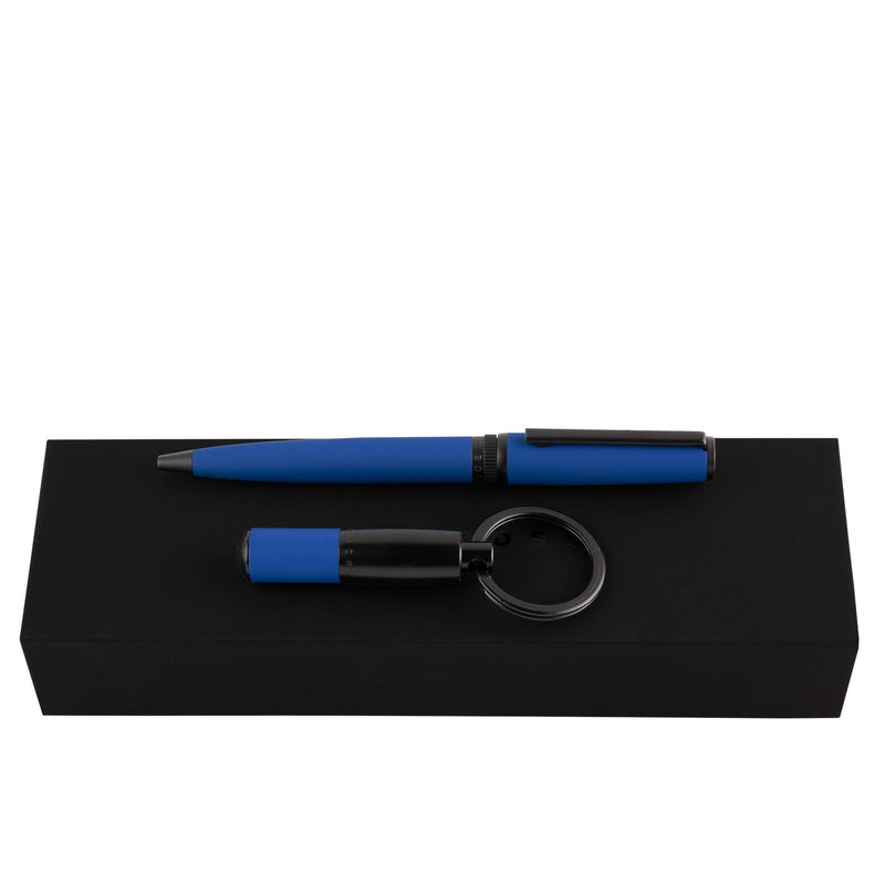 HUGO BOSS Set Gear Matrix Blue Ballpoint Pen and Keyring in Gift Case