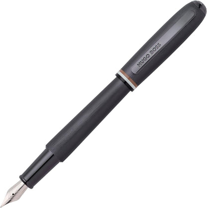 Hugo Boss Contour Iconic HSH3412D - Penna stilografica in ottone e alluminio, lunghezza 13,6 cm, spessore penna: M