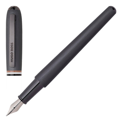 Hugo Boss Contour Iconic HSH3412D - Penna stilografica in ottone e alluminio, lunghezza 13,6 cm, spessore penna: M