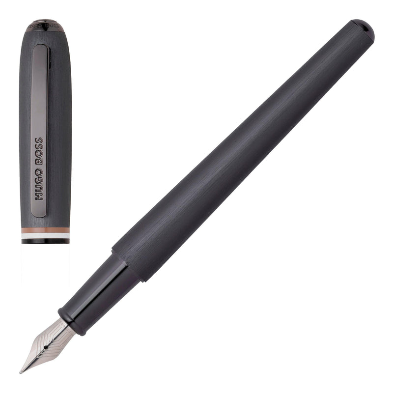Hugo Boss Contour Iconic HSH3412D - Penna stilografica in ottone e alluminio, lunghezza 13,6 cm, spessore penna: M