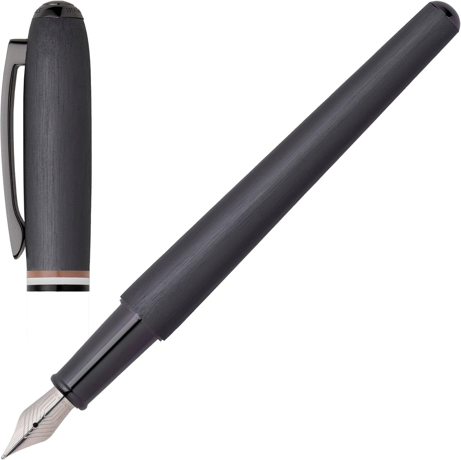 Hugo Boss Contour Iconic HSH3412D - Penna stilografica in ottone e alluminio, lunghezza 13,6 cm, spessore penna: M