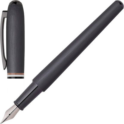 Hugo Boss Contour Iconic HSH3412D - Penna stilografica in ottone e alluminio, lunghezza 13,6 cm, spessore penna: M