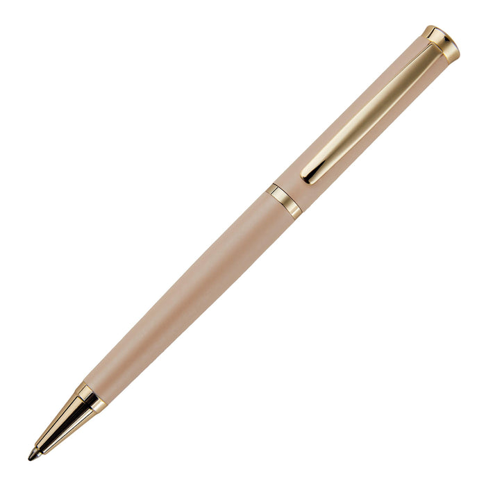 Hugo Boss Sophisticated HSC3114X Ballpoint Pen Made of Brass in Matte Nude Colour Length: 13.6 cm Blue