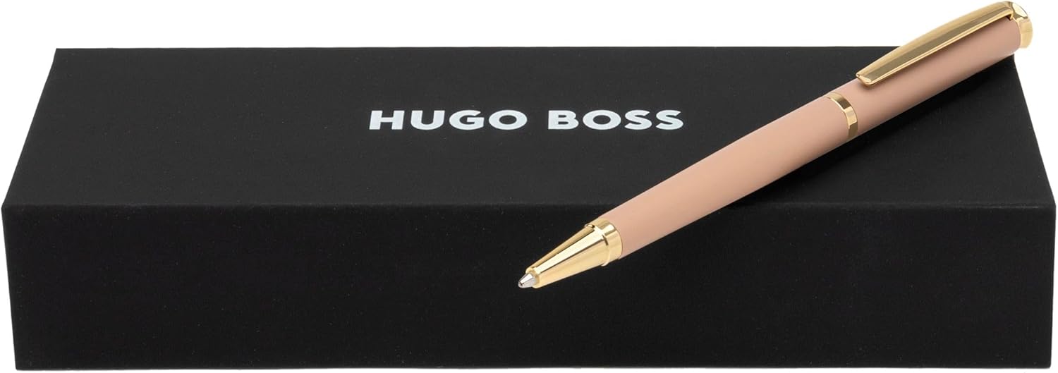 Hugo Boss Sophisticated HSC3114X Ballpoint Pen Made of Brass in Matte Nude Colour Length: 13.6 cm Blue