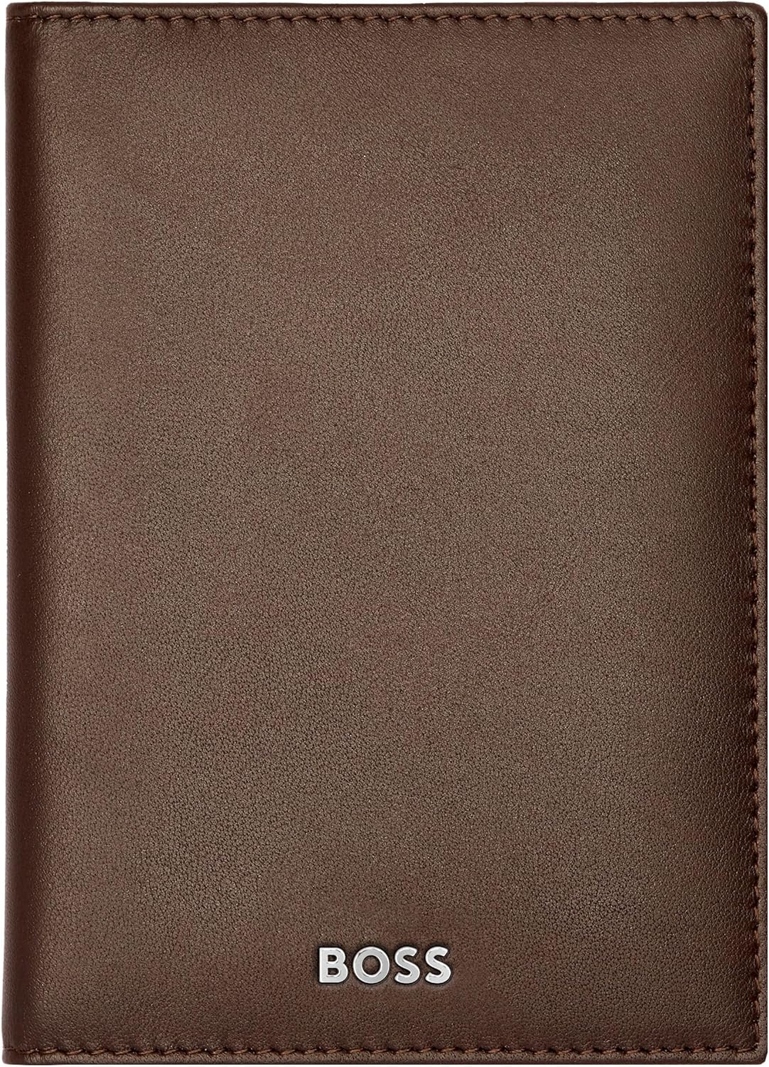 BOSS HUGO Classic Smooth Passport Case Brown