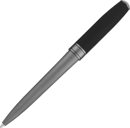 BOSS Hugo Essential Active Ballpoint Pen Made of Brass, Ink Colour Blue, 14 cm, 39 g (Black