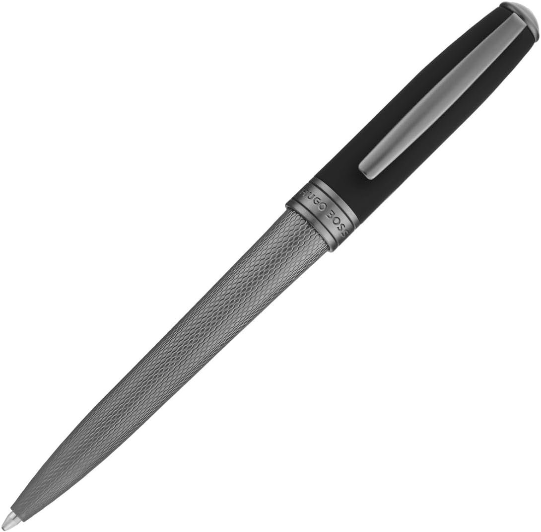 BOSS Hugo Essential Active Ballpoint Pen Made of Brass, Ink Colour Blue, 14 cm, 39 g (Black