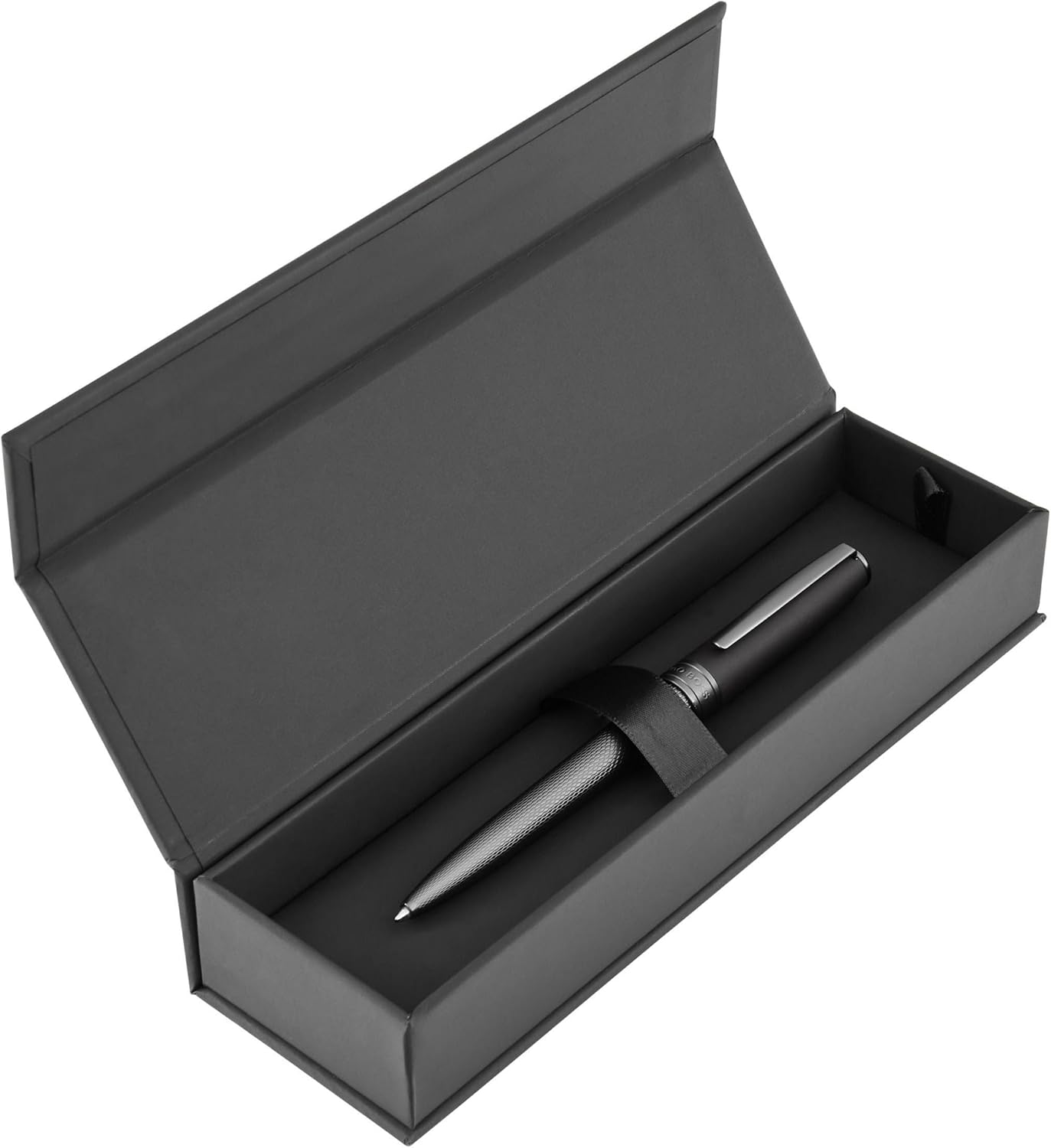 BOSS Hugo Essential Active Ballpoint Pen Made of Brass, Ink Colour Blue, 14 cm, 39 g (Black