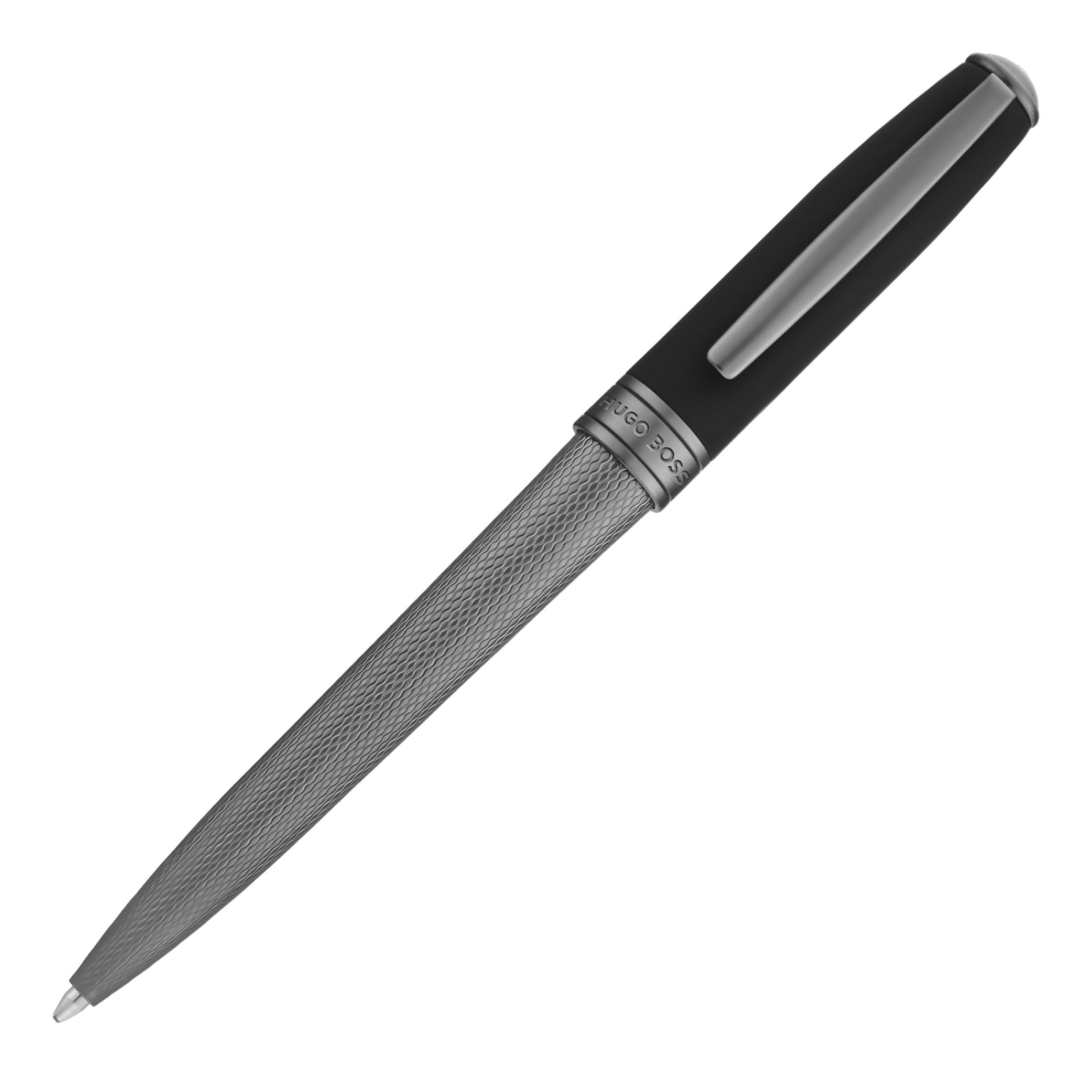 BOSS Hugo Essential Active Ballpoint Pen Made of Brass, Ink Colour Blue, 14 cm, 39 g (Black