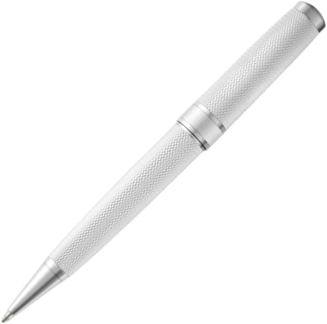 BOSS HUGO Totem HSY5764 Ballpoint Pen - Design Writing Instrument with Twist Mechanism - Elegant Metal Ballpoint Pen with Gift Box - Business Pen for Men (Chrome