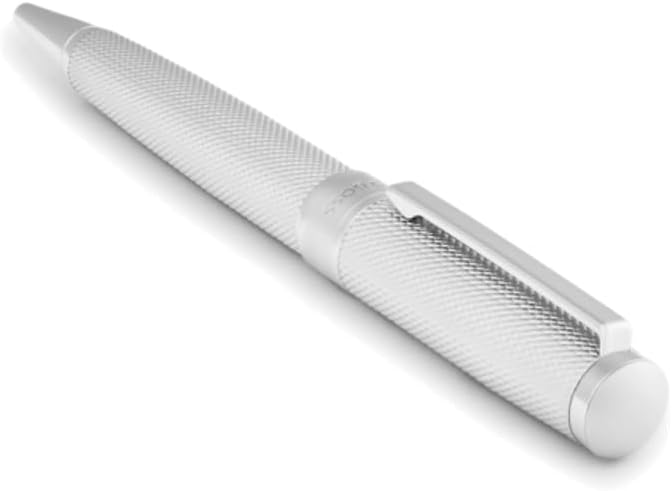 BOSS HUGO Totem HSY5764 Ballpoint Pen - Design Writing Instrument with Twist Mechanism - Elegant Metal Ballpoint Pen with Gift Box - Business Pen for Men (Chrome