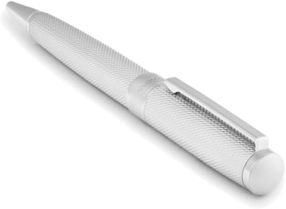BOSS HUGO Totem HSY5764 Ballpoint Pen - Design Writing Instrument with Twist Mechanism - Elegant Metal Ballpoint Pen with Gift Box - Business Pen for Men (Chrome