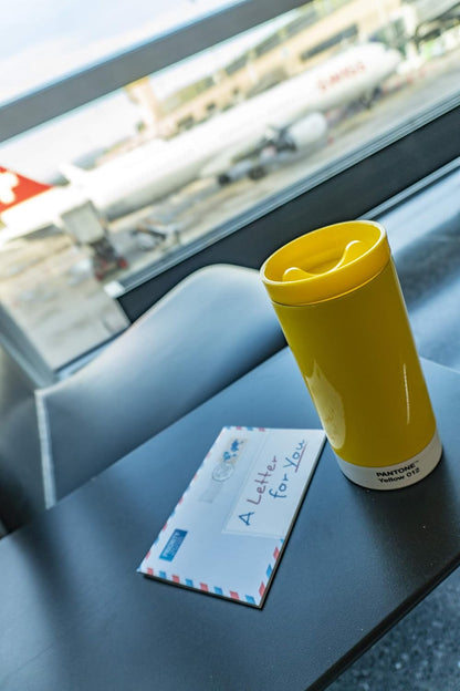 Copenhagen Design Pantone to Go, Stainless Steel Travel Mug/Thermo Cup, 430 ml, Yellow 012 C, 1 Count (Pack of 1