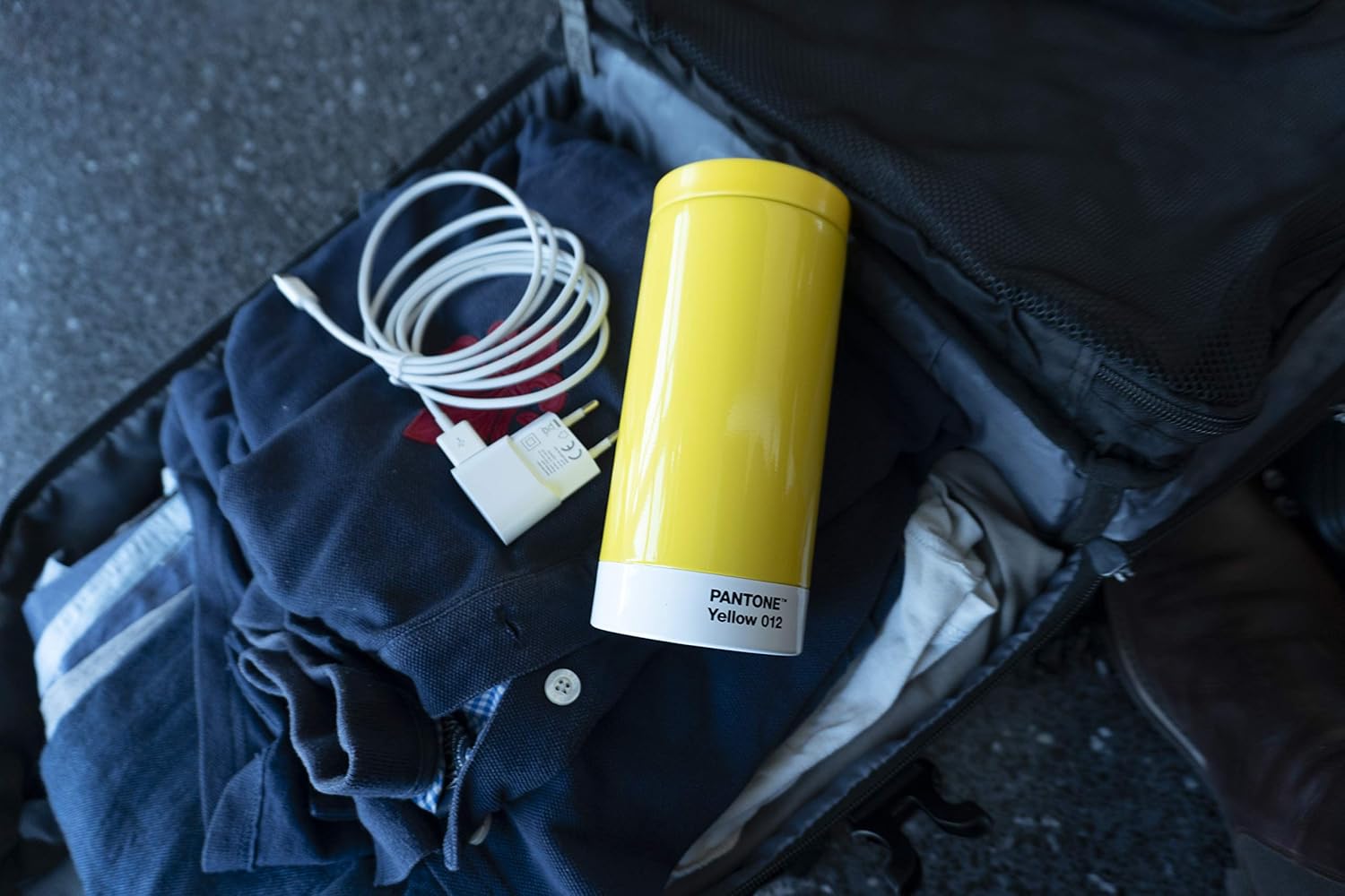 Copenhagen Design Pantone to Go, Stainless Steel Travel Mug/Thermo Cup, 430 ml, Yellow 012 C, 1 Count (Pack of 1
