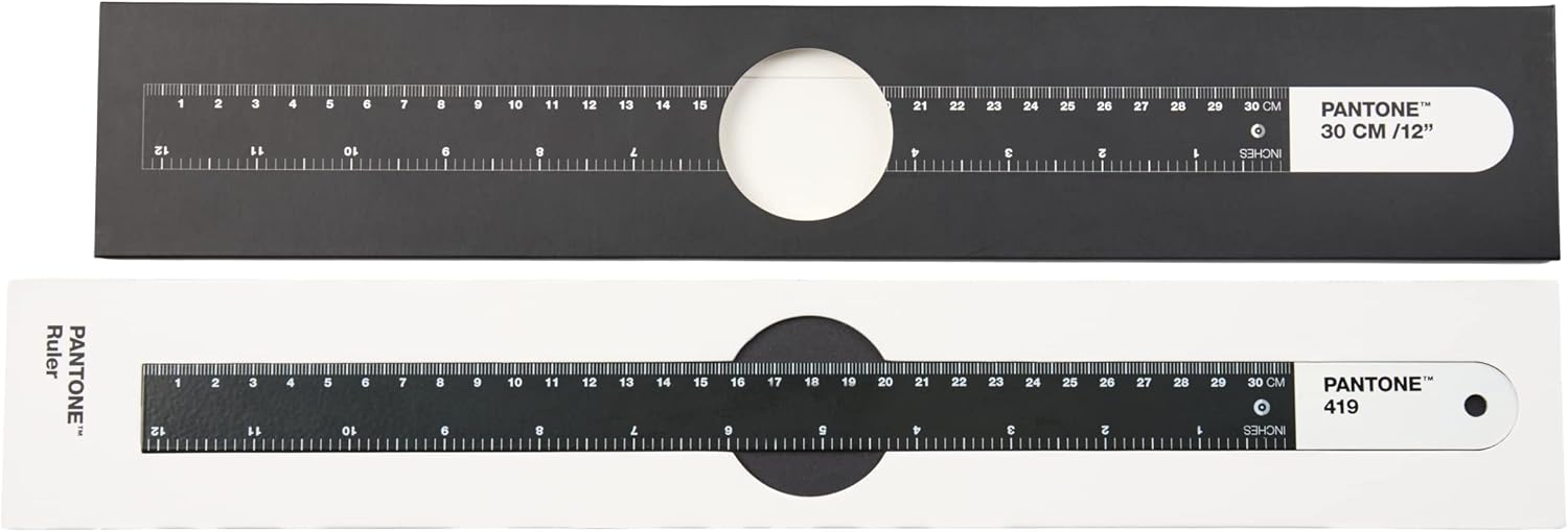 PANTONE Spring Steel Ruler 30 cm and 12 Inches Ideal for Office and Teaching Black 419