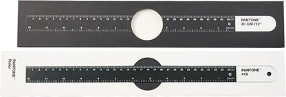 PANTONE Spring Steel Ruler 30 cm and 12 Inches Ideal for Office and Teaching Black 419