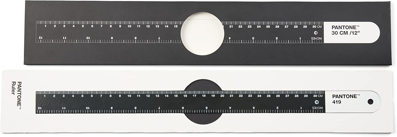 PANTONE Spring Steel Ruler 30 cm and 12 Inches Ideal for Office and Teaching Black 419
