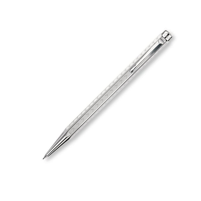Caran D' Ache Chevron Ecridor Silver Plated/Rhodium Coat Chevron 0.7mm Pencil, Large Engraving Space (0004.276
