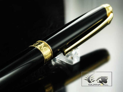 Caran d'Ache Leman Gold Plated Ballpoint Pen - Ebony Black