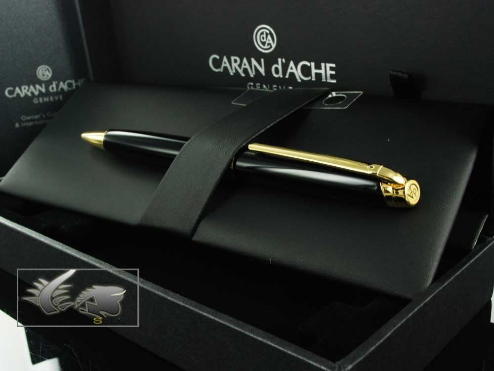 Caran d'Ache Leman Gold Plated Ballpoint Pen - Ebony Black