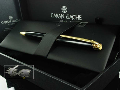 Caran d'Ache Leman Gold Plated Ballpoint Pen - Ebony Black