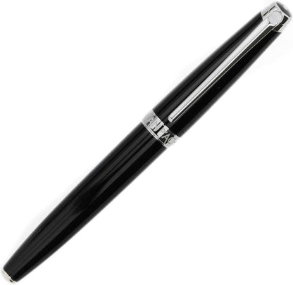 Caran D'ache Leman Ebony Black Lacquered Silver Plated Rhodium Coated