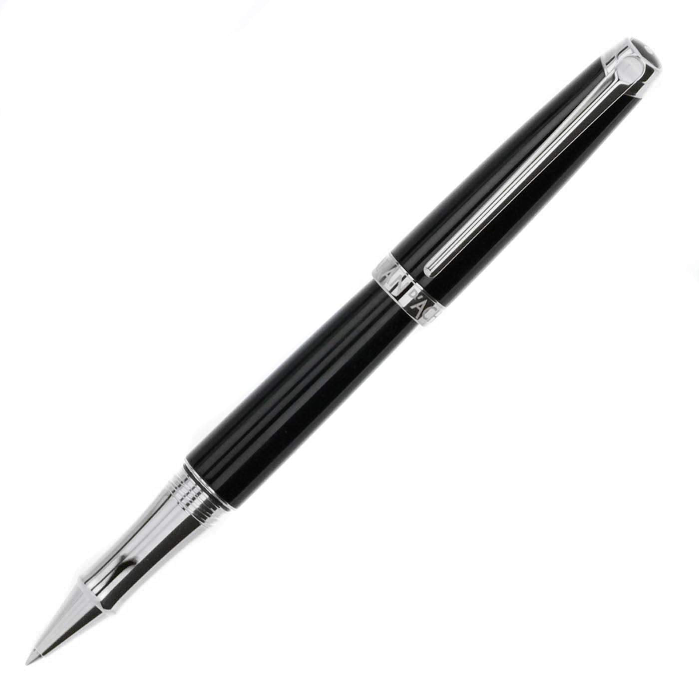 Caran D'ache Leman Ebony Black Lacquered Silver Plated Rhodium Coated