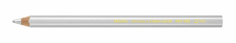 Caran d'Ache Maxi 0494.498 Colouring Pencil Metallic Silver Size: Approx. 14 cm