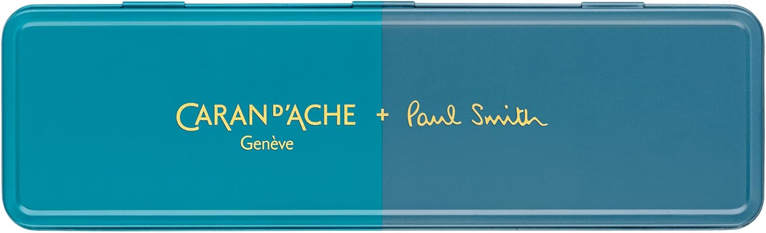Caran d'Ache Ballpoint pen 849 Paul Smith Cyan/Steel, black M refill, in slimpack
