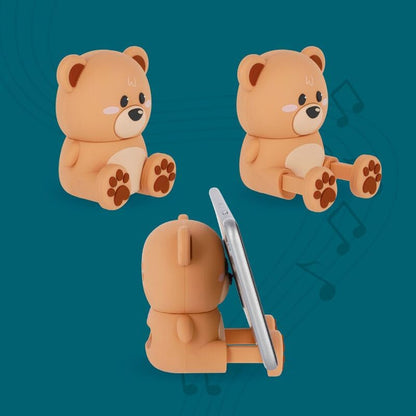 Legami - Wireless Speaker with Stand, The Sound of Cuteness, Teddy Bear Theme, Rechargeable, USB Cable Included, Can be Used as a Mobile Phone Holder, 6 x 8 x 5 cm