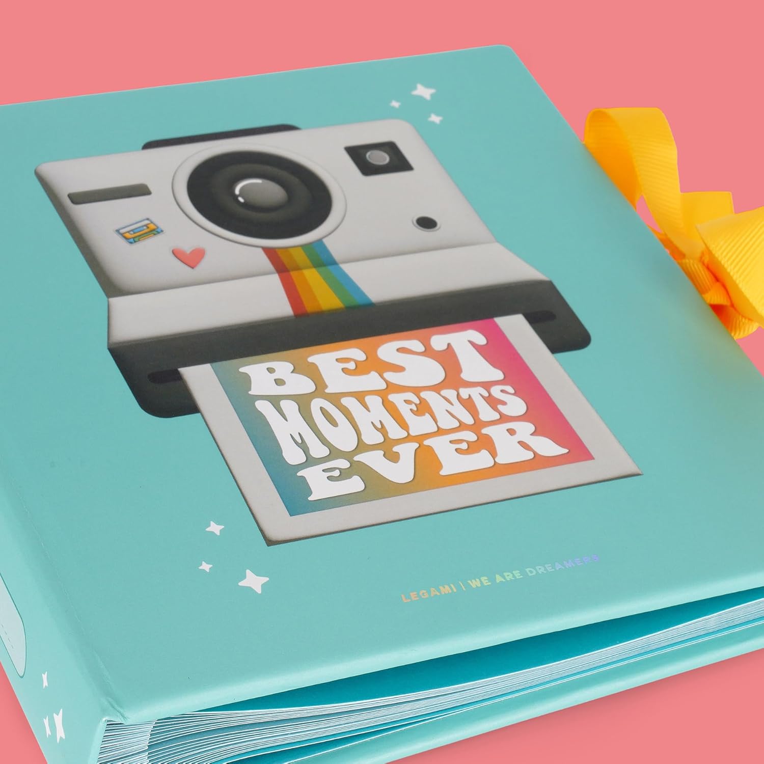 Legami - Best Moments Ever Photo Album, Photo Album of Memories, Photo Frame with 40 Pages, Bound Scrapbook and Ribbon Closure, Gift Idea, Instant Photo, Standard Photo 10 x 15 cm