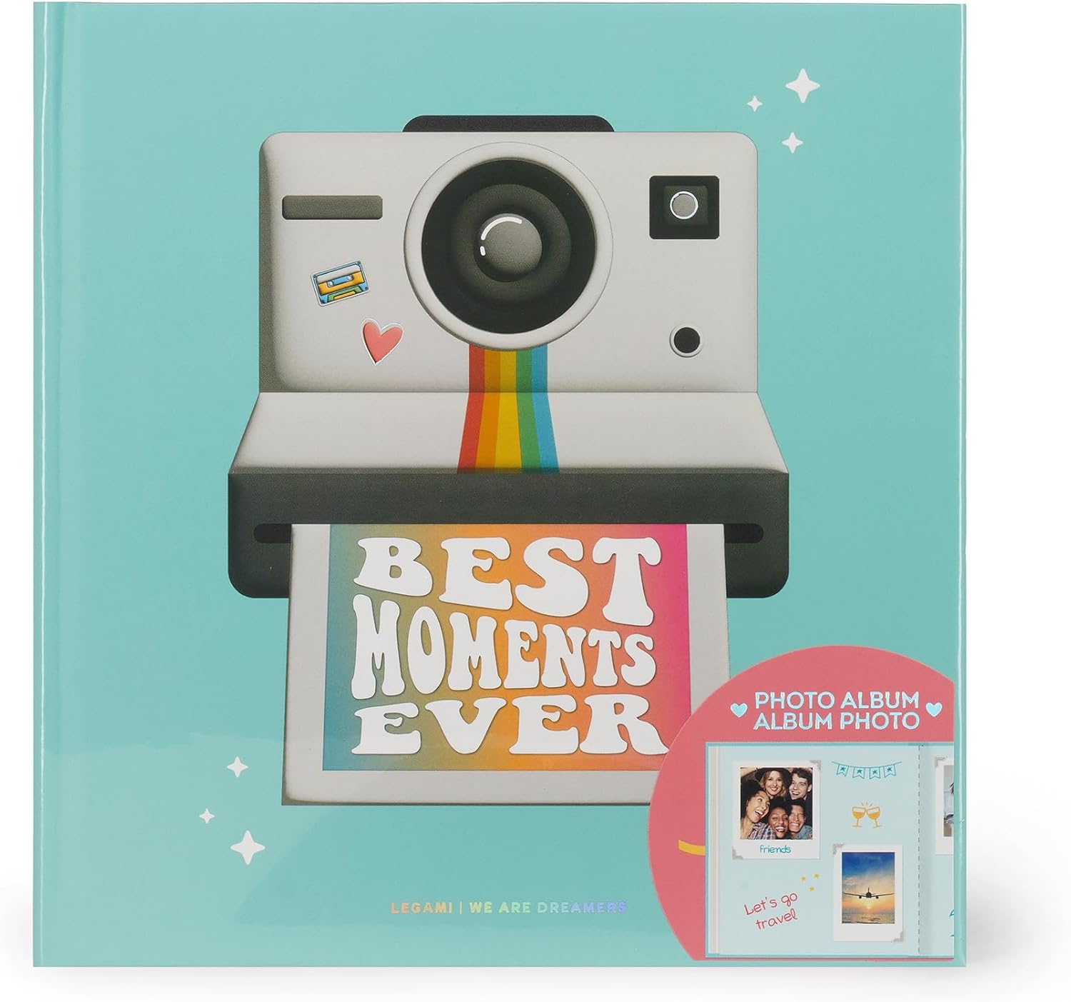 Legami - Best Moments Ever Photo Album, Photo Album of Memories, Photo Frame with 40 Pages, Bound Scrapbook and Ribbon Closure, Gift Idea, Instant Photo, Standard Photo 10 x 15 cm
