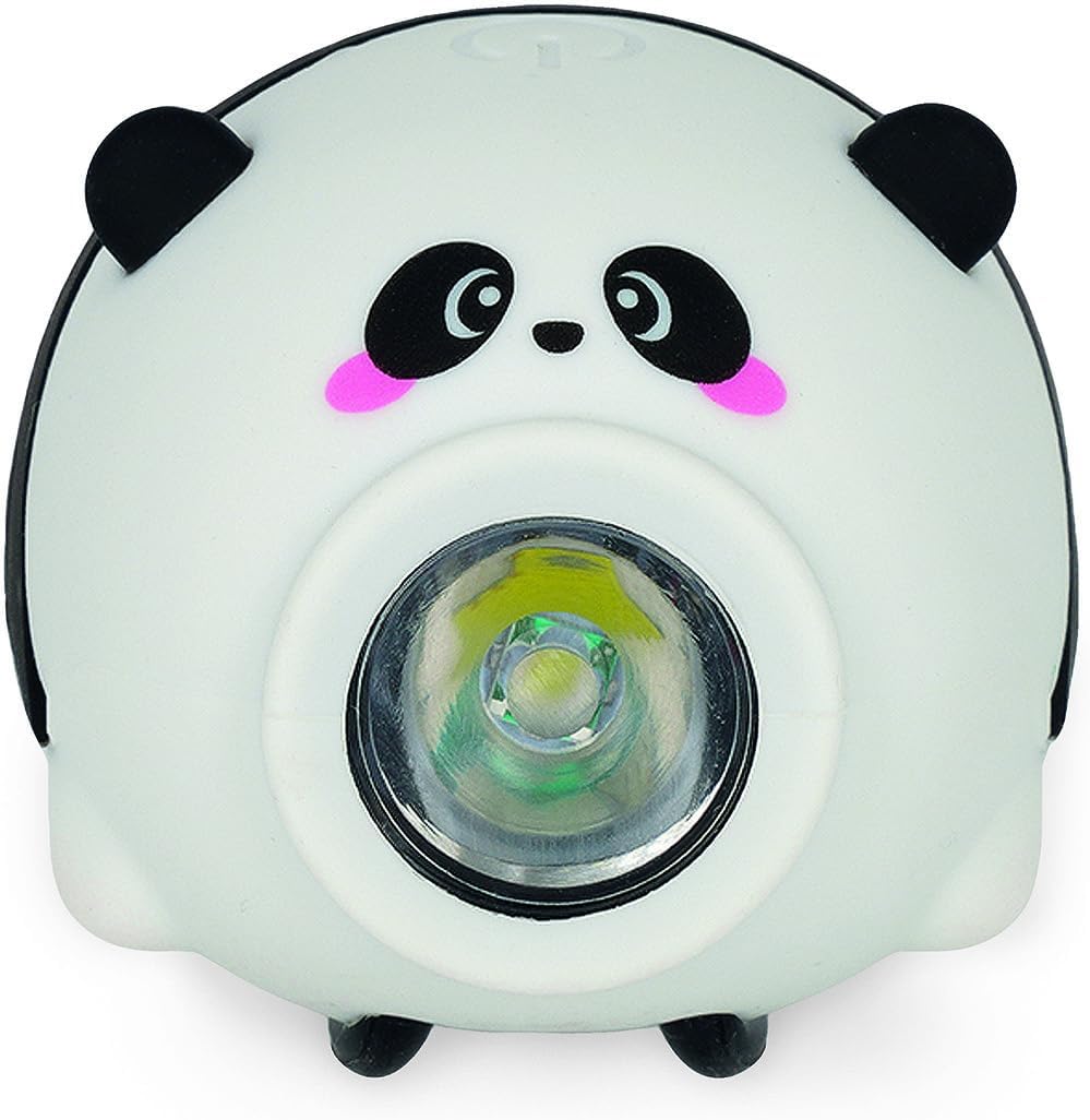 Legami - Front Bicycle Light with Bell Panda Theme Adjustable Strap 3 Light Modes 5 Sound Modes Type C Cable Included Rechargeable Water Resistant