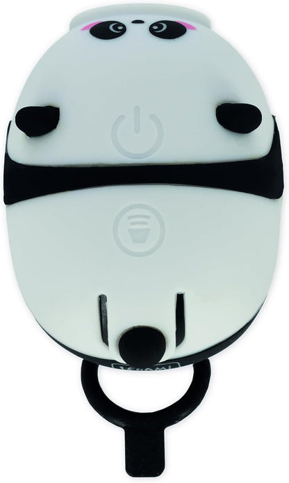 Legami - Front Bicycle Light with Bell Panda Theme Adjustable Strap 3 Light Modes 5 Sound Modes Type C Cable Included Rechargeable Water Resistant