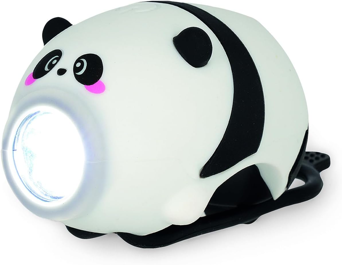 Legami - Front Bicycle Light with Bell Panda Theme Adjustable Strap 3 Light Modes 5 Sound Modes Type C Cable Included Rechargeable Water Resistant