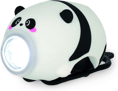Legami - Front Bicycle Light with Bell Panda Theme Adjustable Strap 3 Light Modes 5 Sound Modes Type C Cable Included Rechargeable Water Resistant