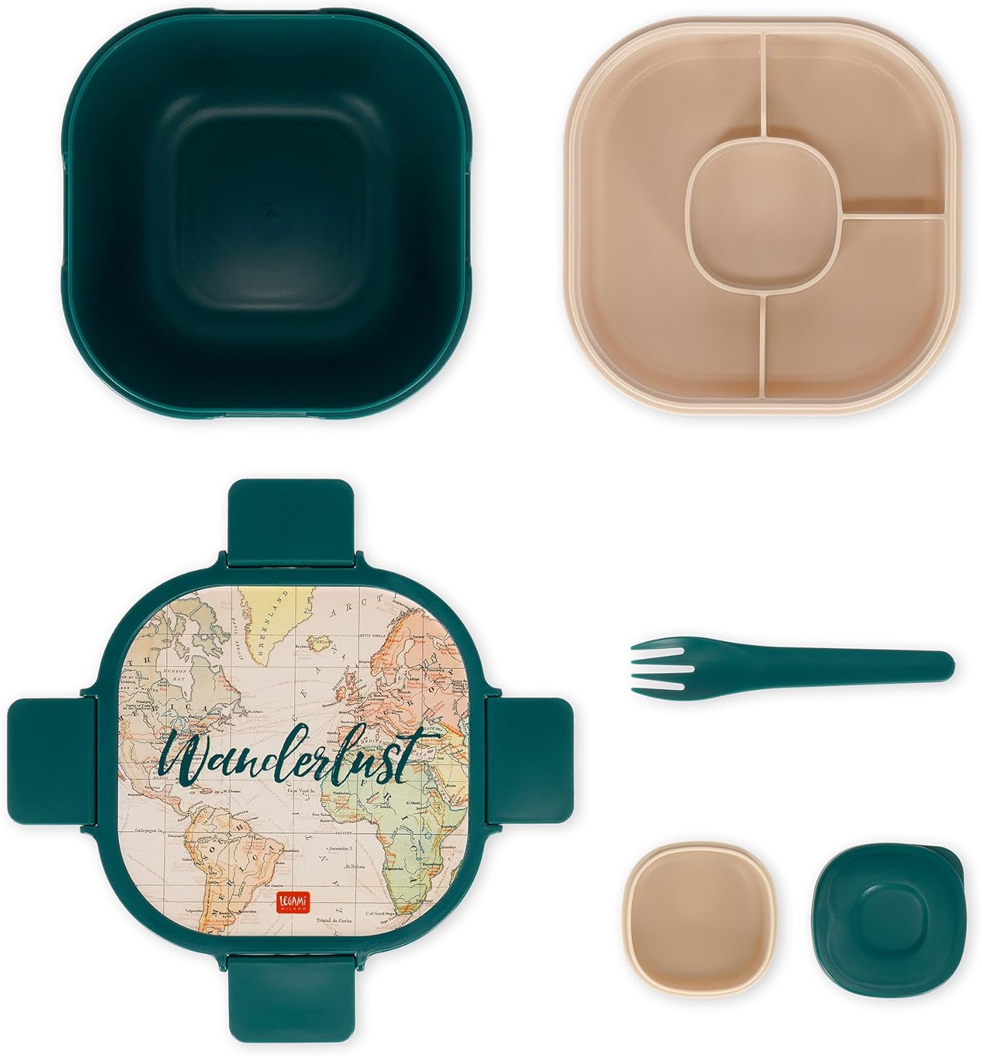 LEGAMI LBS0001 Lunch Box, Polypropylene, Silicone, polyethylene, Green