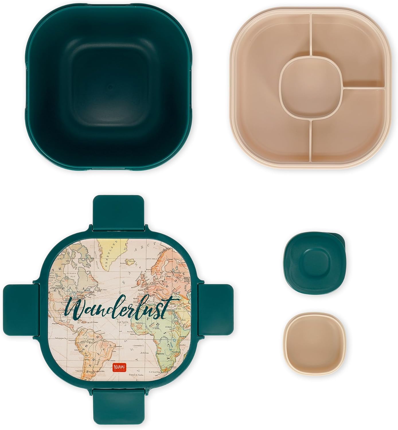 LEGAMI LBS0001 Lunch Box, Polypropylene, Silicone, polyethylene, Green