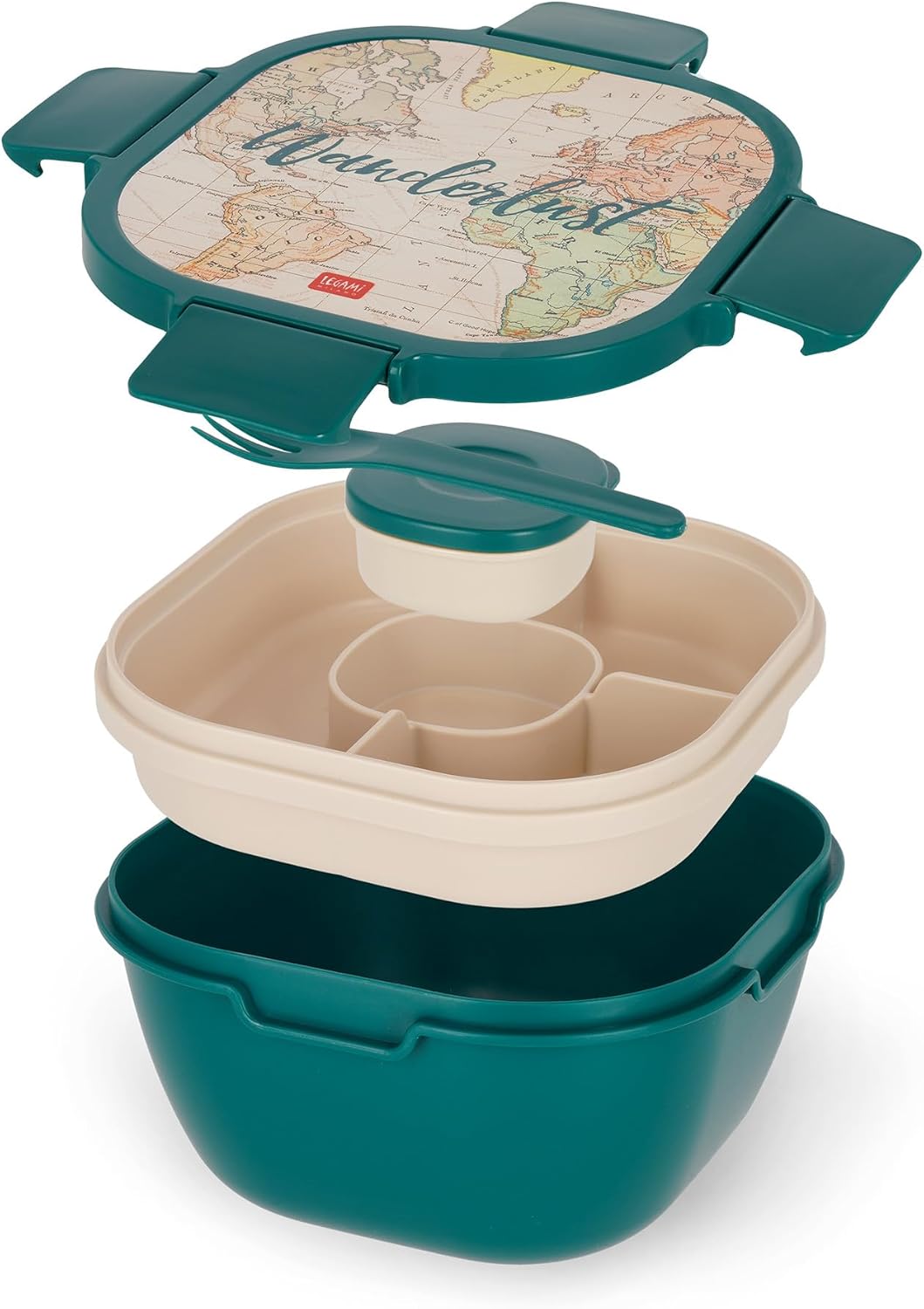 LEGAMI LBS0001 Lunch Box, Polypropylene, Silicone, polyethylene, Green