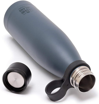 Legami - Hot&Cold, Bouteille Thermique 500 ml, Ø 7 cm, Légère et résistante, fermeture hermétique, poignée en silicone amovible, variante noire, sans BPA et phtalates