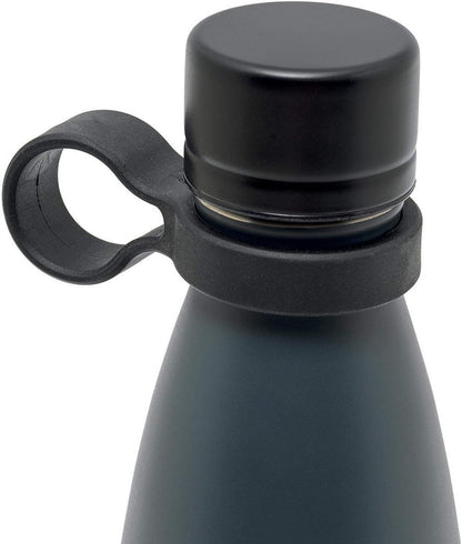 Legami - Hot&Cold, Bouteille Thermique 500 ml, Ø 7 cm, Légère et résistante, fermeture hermétique, poignée en silicone amovible, variante noire, sans BPA et phtalates