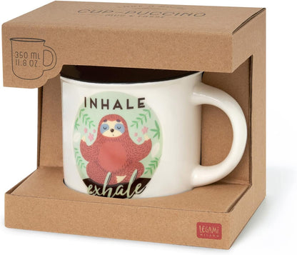 Legami - Puccino Mug, New Bone China Mug, Sloth, Good Morning Collection, Capacity 350 ml, Dishwasher Safe, Microwave Safe